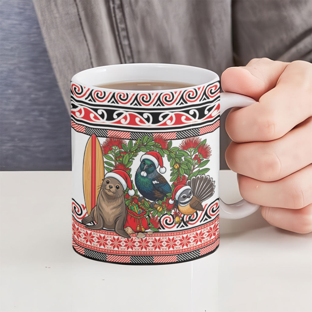 New Zealand Animal Christmas Ceramic Mug Maori Inspired Kowhaiwhai Patterns LT9 - Polynesian Pride