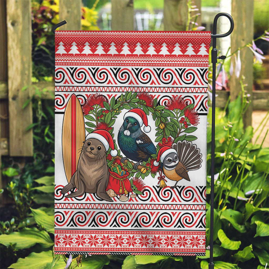 New Zealand Animal Christmas Garden Flag Maori Inspired Kowhaiwhai Patterns LT9 Garden Flag Red - Polynesian Pride