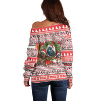 New Zealand Animal Christmas Off Shoulder Sweater Maori Inspired Kowhaiwhai Patterns LT9 - Polynesian Pride