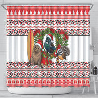 New Zealand Animal Christmas Shower Curtain Maori Inspired Kowhaiwhai Patterns LT9 - Polynesian Pride