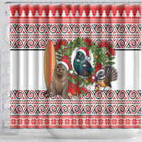 New Zealand Animal Christmas Shower Curtain Maori Inspired Kowhaiwhai Patterns LT9 - Polynesian Pride