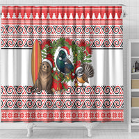 New Zealand Animal Christmas Shower Curtain Maori Inspired Kowhaiwhai Patterns LT9 - Polynesian Pride