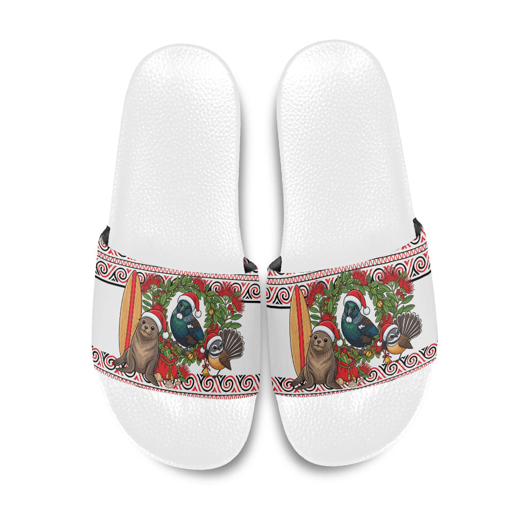 New Zealand Animal Christmas Slide Sandals Maori Inspired Kowhaiwhai Patterns LT9 Red - Polynesian Pride
