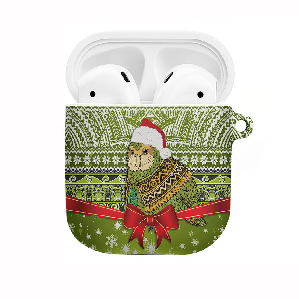 New Zealand Kakapo Christmas AirPods Case Maori Inspired Knitted Patterns LT9 Green - Polynesian Pride