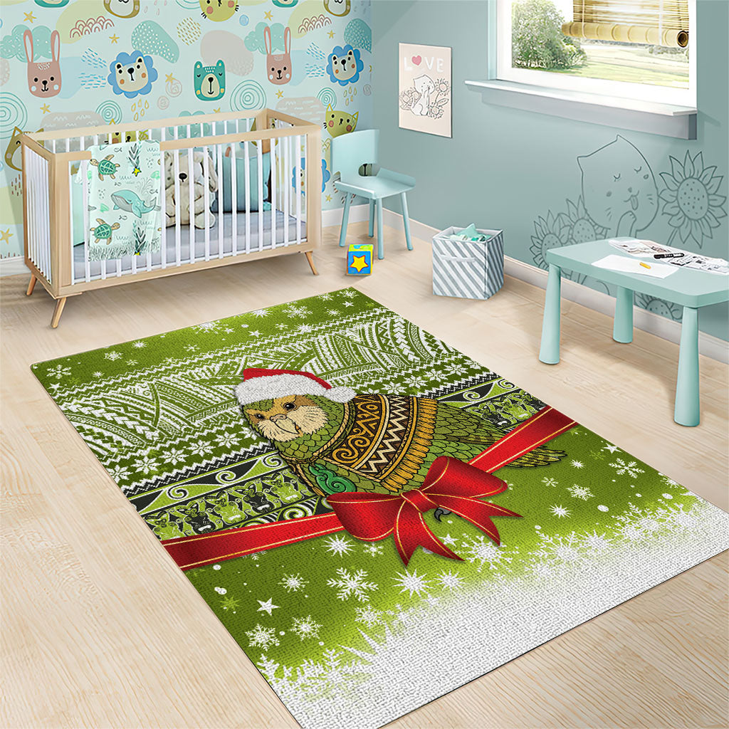 New Zealand Kakapo Christmas Area Rug Maori Inspired Knitted Patterns