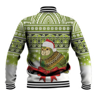 New Zealand Kakapo Christmas Baseball Jacket Maori Inspired Knitted Patterns LT9 - Polynesian Pride
