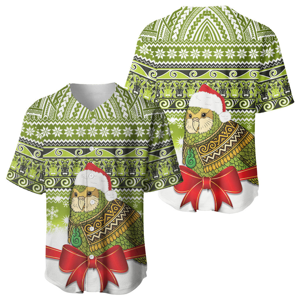 New Zealand Kakapo Christmas Baseball Jersey Maori Inspired Knitted Patterns LT9 - Polynesian Pride