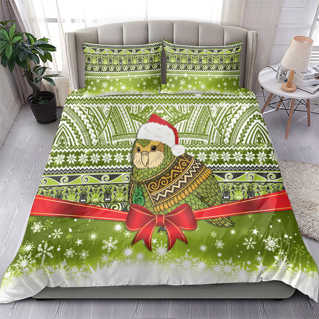 New Zealand Kakapo Christmas Bedding Set Maori Inspired Knitted Patterns LT9 - Polynesian Pride