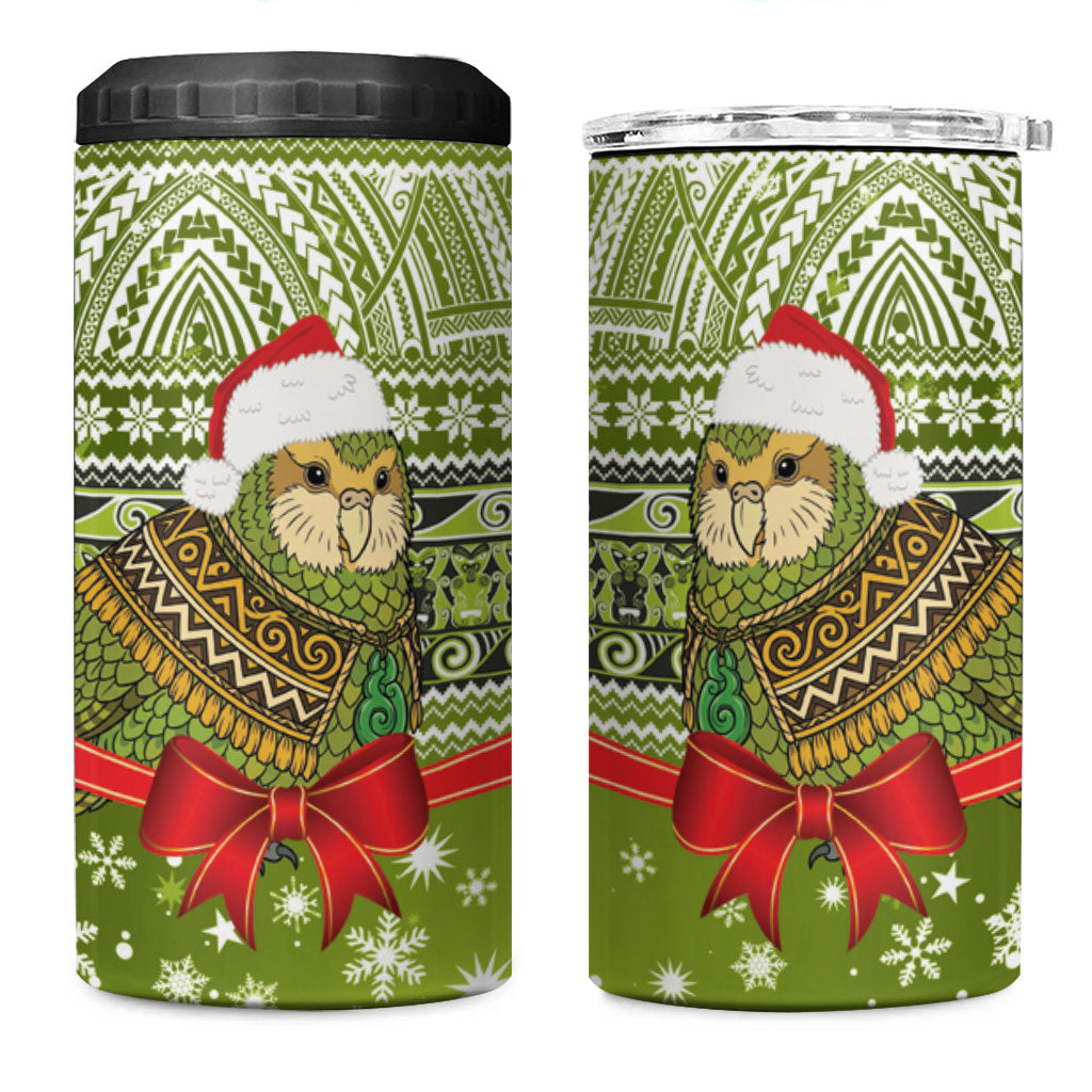 New Zealand Kakapo Christmas 4 in 1 Can Cooler Tumbler Maori Inspired Knitted Patterns LT9 One Size: 16 oz Green - Polynesian Pride