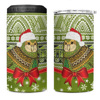 New Zealand Kakapo Christmas 4 in 1 Can Cooler Tumbler Maori Inspired Knitted Patterns LT9 One Size: 16 oz Green - Polynesian Pride