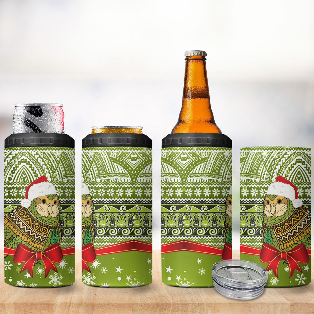 New Zealand Kakapo Christmas 4 in 1 Can Cooler Tumbler Maori Inspired Knitted Patterns LT9 - Polynesian Pride