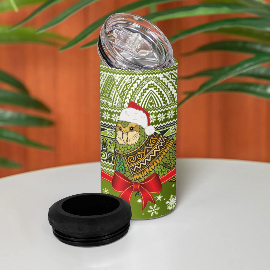 New Zealand Kakapo Christmas 4 in 1 Can Cooler Tumbler Maori Inspired Knitted Patterns LT9 - Polynesian Pride