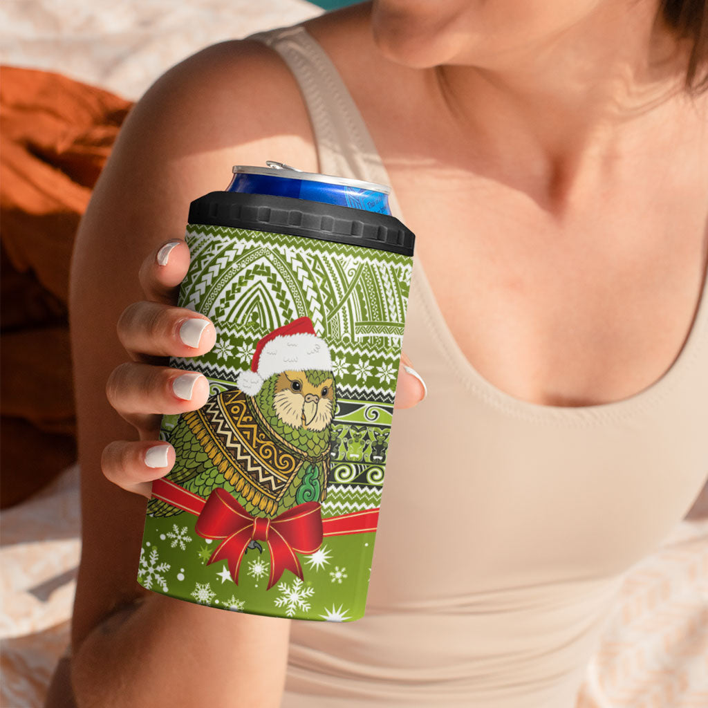 New Zealand Kakapo Christmas 4 in 1 Can Cooler Tumbler Maori Inspired Knitted Patterns LT9 - Polynesian Pride