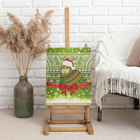 New Zealand Kakapo Christmas Canvas Wall Art Maori Inspired Knitted Patterns