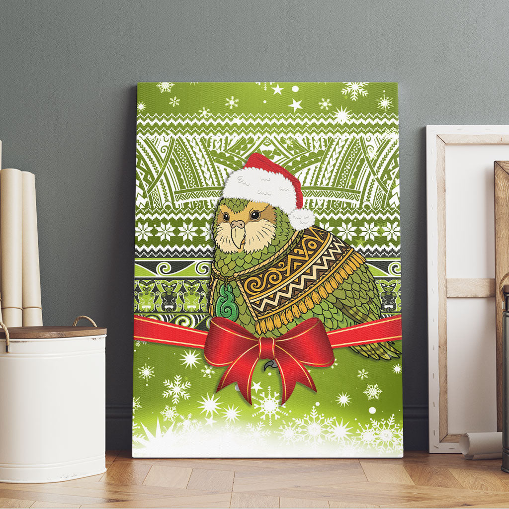 New Zealand Kakapo Christmas Canvas Wall Art Maori Inspired Knitted Patterns