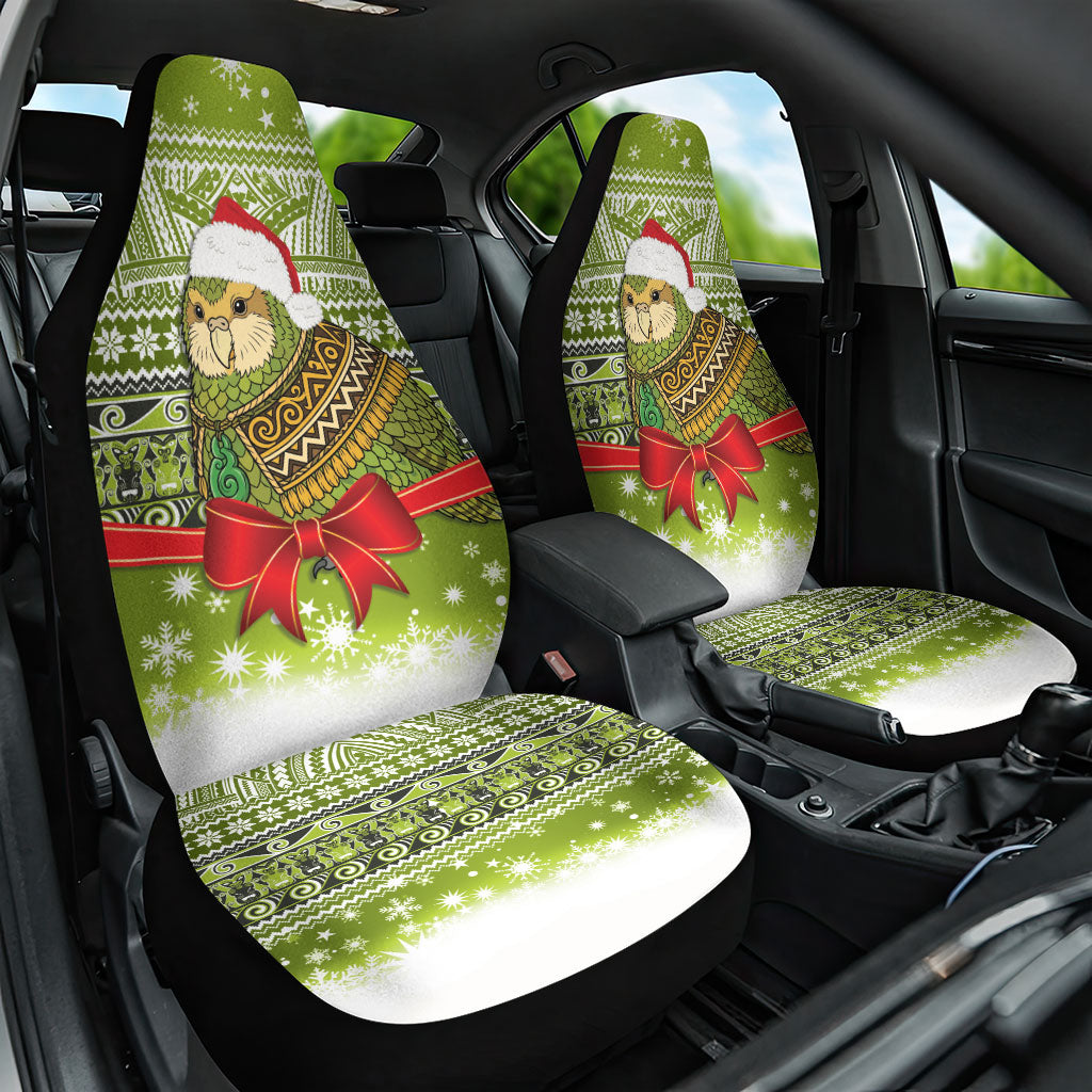 New Zealand Kakapo Christmas Car Seat Cover Maori Inspired Knitted Patterns LT9 One Size Green - Polynesian Pride