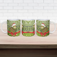 New Zealand Kakapo Christmas Ceramic Mug Maori Inspired Knitted Patterns