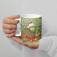 New Zealand Kakapo Christmas Ceramic Mug Maori Inspired Knitted Patterns