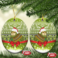 New Zealand Kakapo Christmas Ceramic Ornament Maori Inspired Knitted Patterns