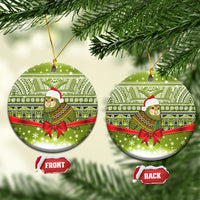 New Zealand Kakapo Christmas Ceramic Ornament Maori Inspired Knitted Patterns