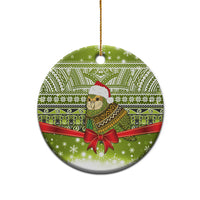 New Zealand Kakapo Christmas Ceramic Ornament Maori Inspired Knitted Patterns