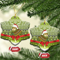 New Zealand Kakapo Christmas Ceramic Ornament Maori Inspired Knitted Patterns