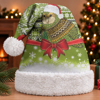 New Zealand Kakapo Christmas Santa Hat Maori Inspired Knitted Patterns LT9 With Fur Green - Polynesian Pride