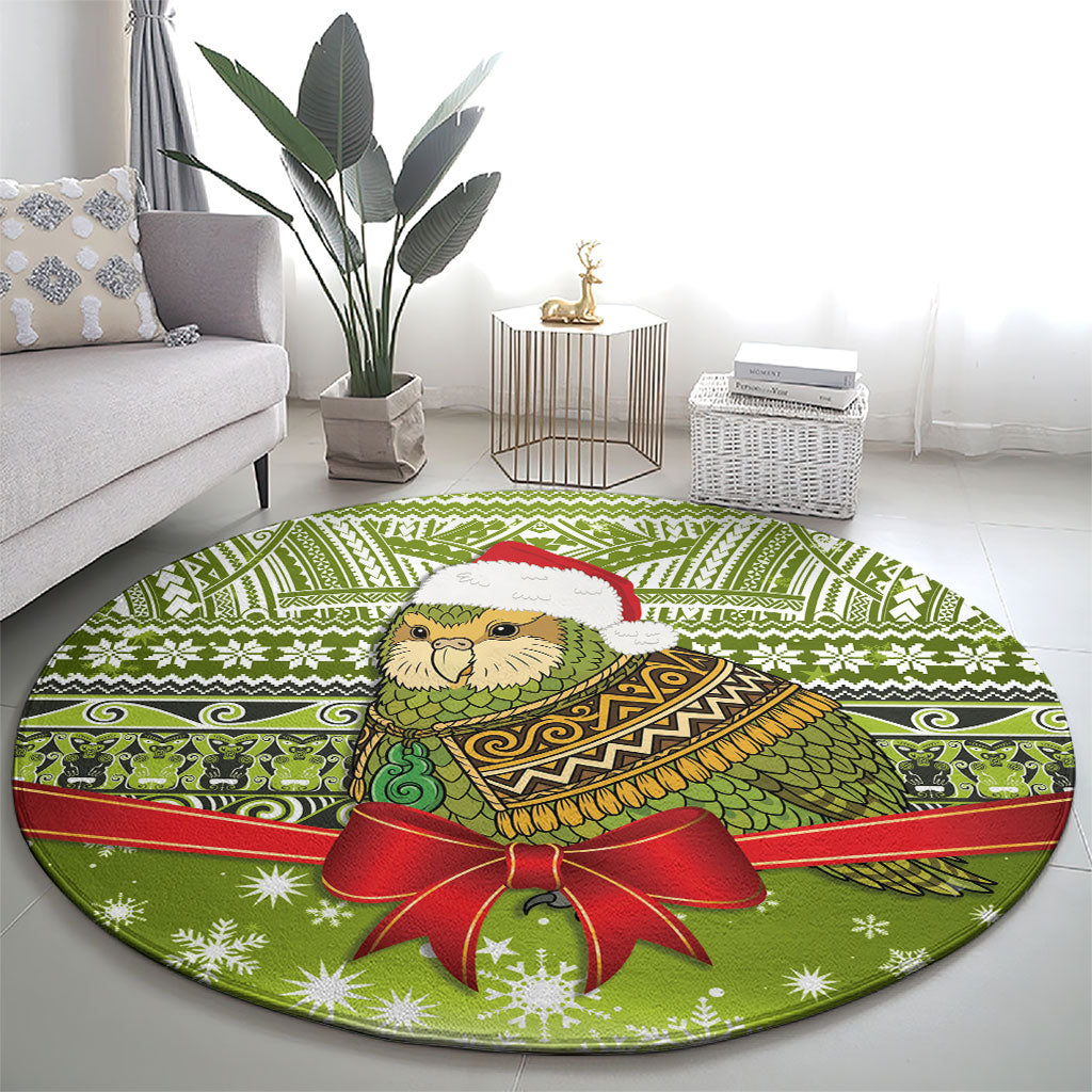 New Zealand Kakapo Christmas Round Carpet Maori Inspired Knitted Patterns