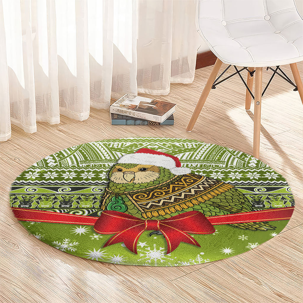 New Zealand Kakapo Christmas Round Carpet Maori Inspired Knitted Patterns