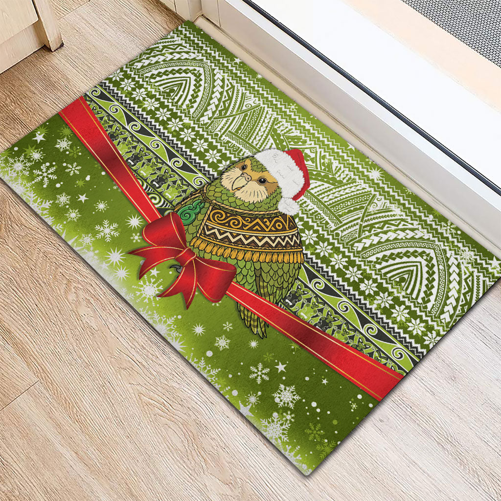 New Zealand Kakapo Christmas Rubber Doormat Maori Inspired Knitted Patterns LT9 - Polynesian Pride