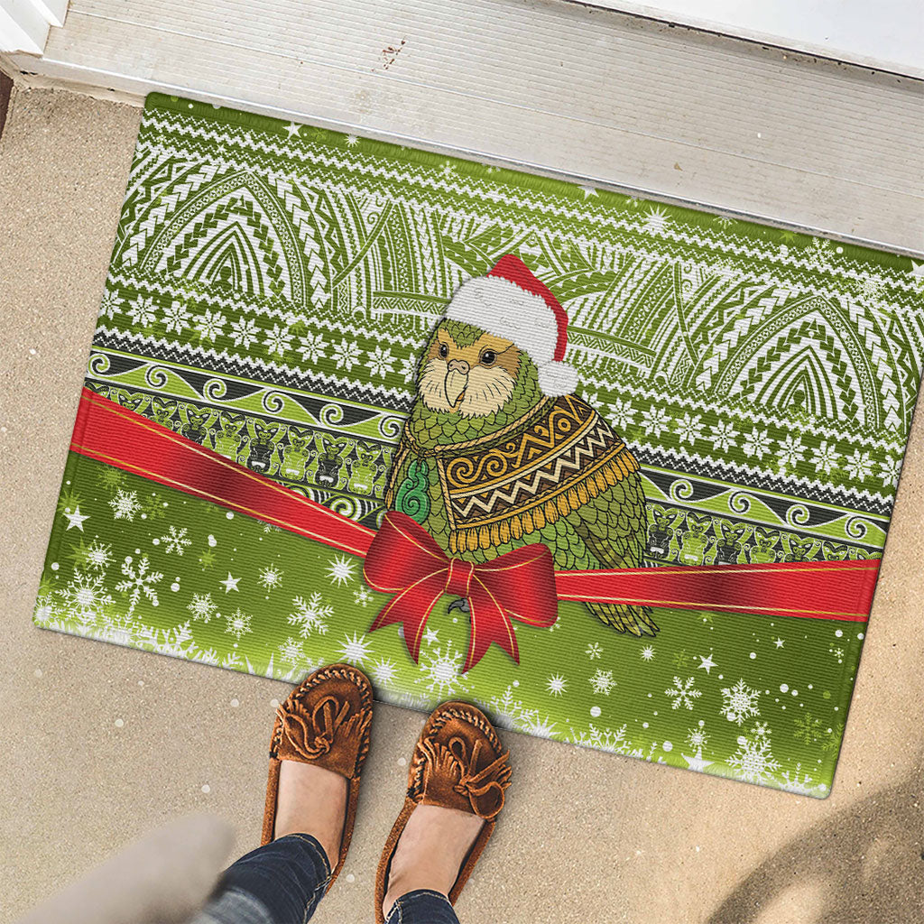 New Zealand Kakapo Christmas Rubber Doormat Maori Inspired Knitted Patterns LT9 - Polynesian Pride