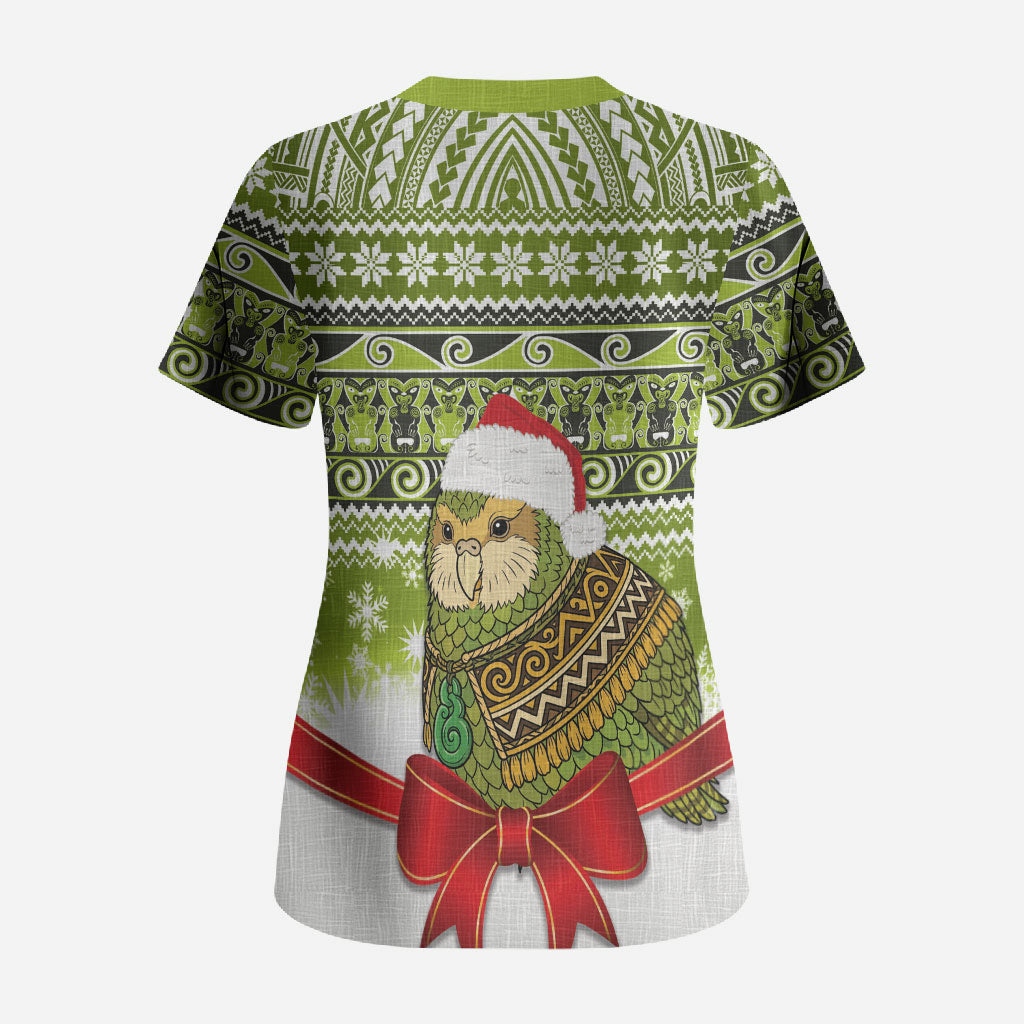New Zealand Kakapo Christmas Scrub Top Maori Inspired Knitted Patterns
