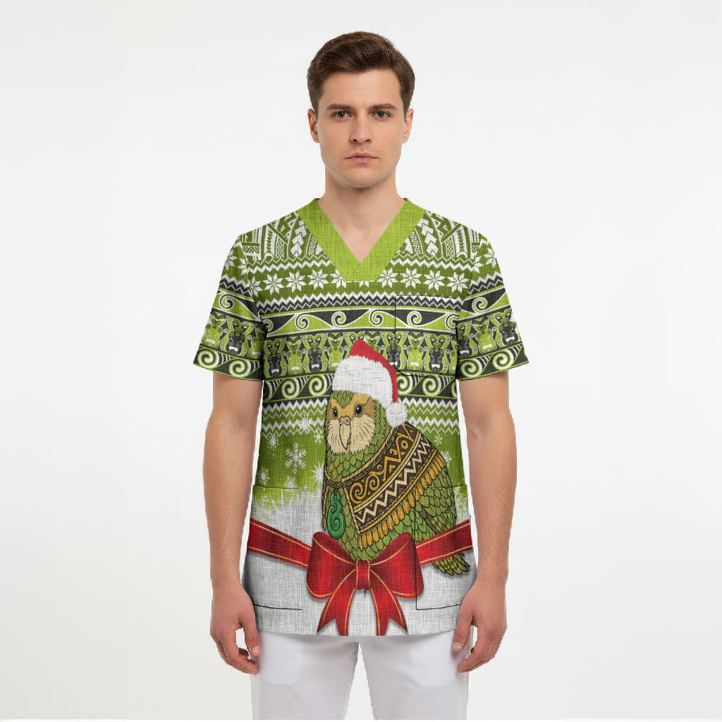 New Zealand Kakapo Christmas Scrub Top Maori Inspired Knitted Patterns