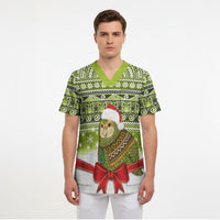 New Zealand Kakapo Christmas Scrub Top Maori Inspired Knitted Patterns