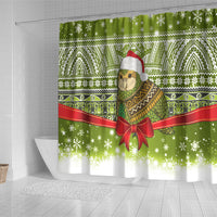 New Zealand Kakapo Christmas Shower Curtain Maori Inspired Knitted Patterns LT9 - Polynesian Pride