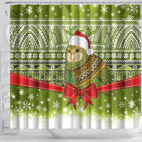 New Zealand Kakapo Christmas Shower Curtain Maori Inspired Knitted Patterns LT9 - Polynesian Pride