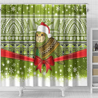 New Zealand Kakapo Christmas Shower Curtain Maori Inspired Knitted Patterns LT9 - Polynesian Pride