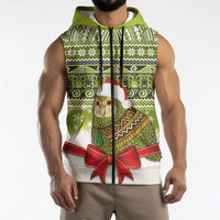 New Zealand Kakapo Christmas Sleeveless Zip Hoodie Maori Inspired Knitted Patterns LT9 - Polynesian Pride