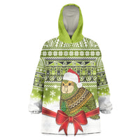 New Zealand Kakapo Christmas Wearable Blanket Hoodie Maori Inspired Knitted Patterns LT9 One Size Green - Polynesian Pride