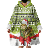 New Zealand Kakapo Christmas Wearable Blanket Hoodie Maori Inspired Knitted Patterns LT9 - Polynesian Pride