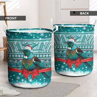 New Zealand Tui Bird Christmas Laundry Basket Maori Inspired Knitted Patterns
