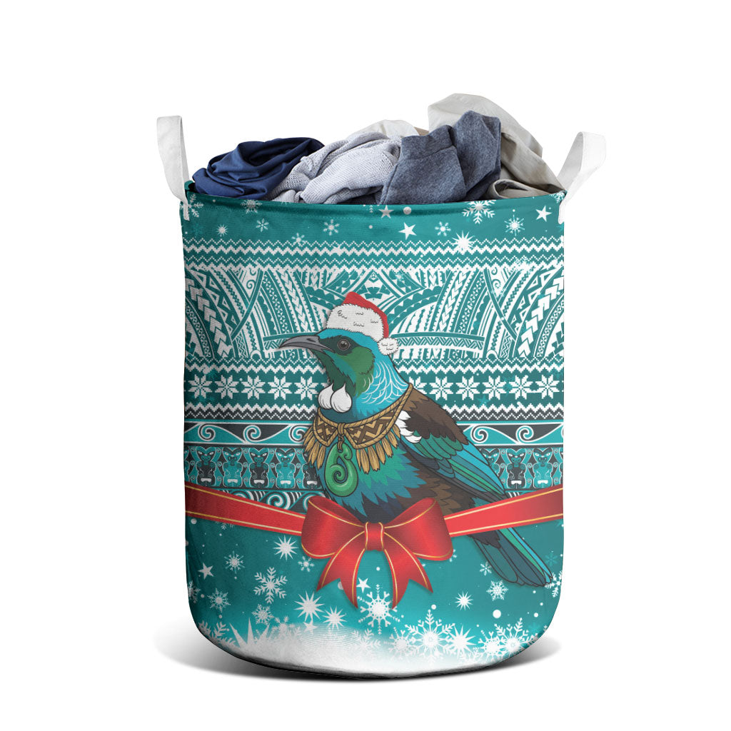New Zealand Tui Bird Christmas Laundry Basket Maori Inspired Knitted Patterns