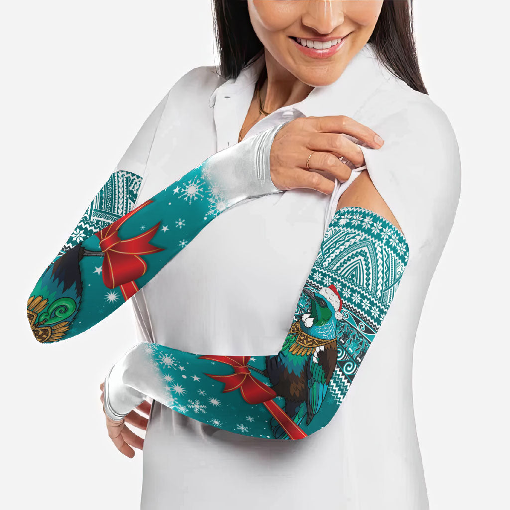 New Zealand Tui Bird Christmas Arm Sleeves Maori Inspired Knitted Patterns LT9 - Polynesian Pride