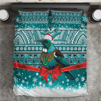 New Zealand Tui Bird Christmas Bedding Set Maori Inspired Knitted Patterns