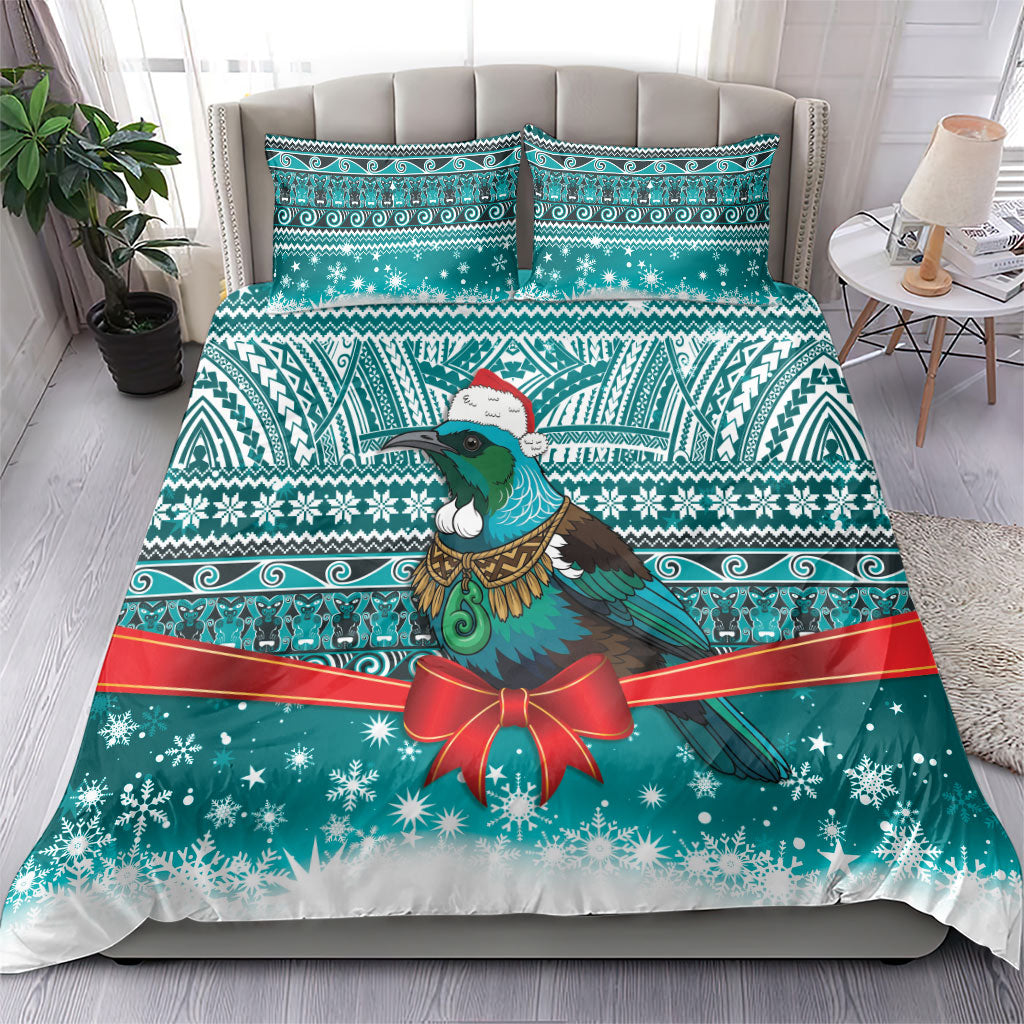 New Zealand Tui Bird Christmas Bedding Set Maori Inspired Knitted Patterns