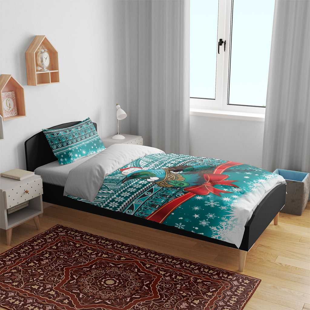 New Zealand Tui Bird Christmas Bedding Set Maori Inspired Knitted Patterns