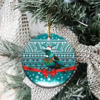 New Zealand Tui Bird Christmas Ceramic Ornament Maori Inspired Knitted Patterns LT9 - Polynesian Pride