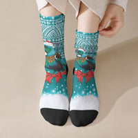 New Zealand Tui Bird Christmas Crew Socks Maori Inspired Knitted Patterns