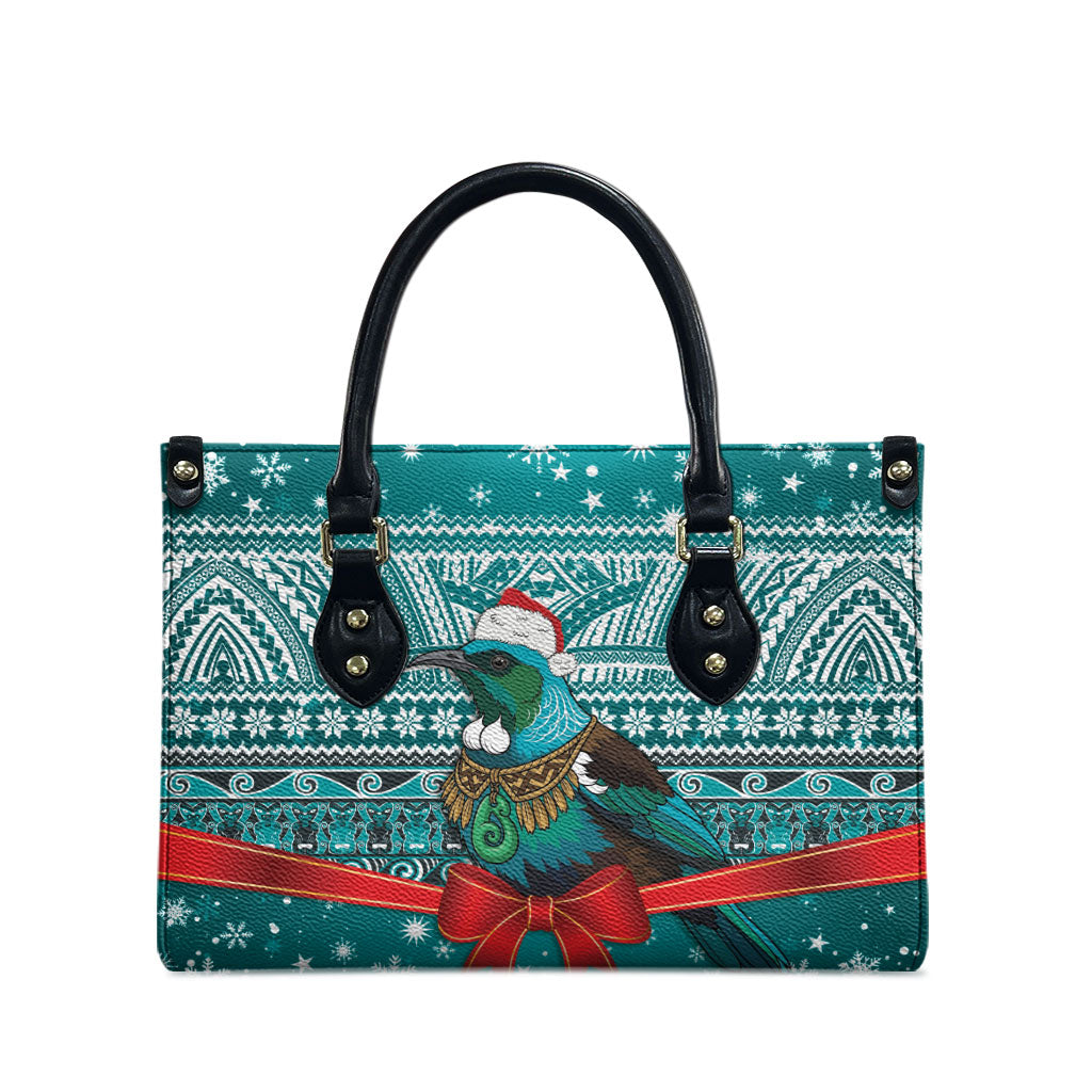 New Zealand Tui Bird Christmas Leather Bag Maori Inspired Knitted Patterns