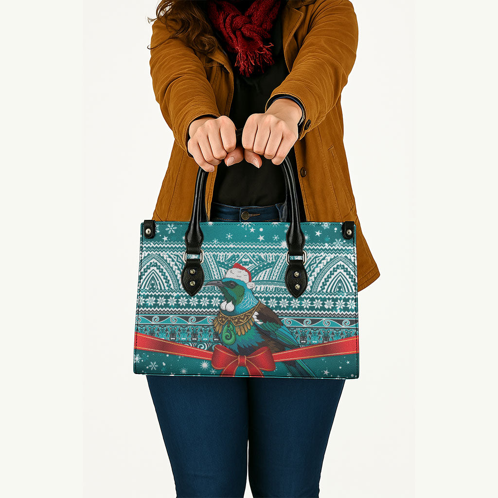 New Zealand Tui Bird Christmas Leather Bag Maori Inspired Knitted Patterns
